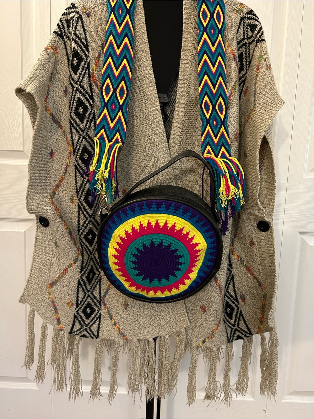 One of a kind Crochet leather bag